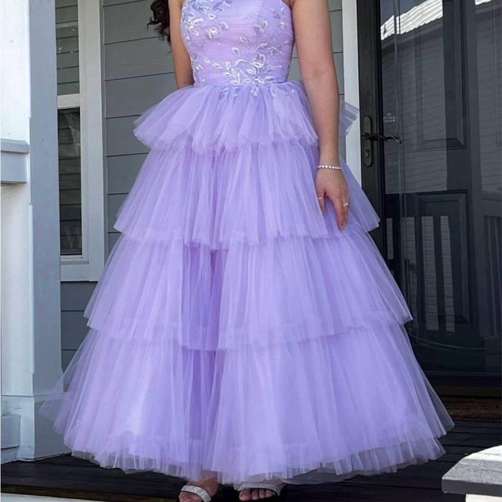 Lavender Tiered Prom Dress
